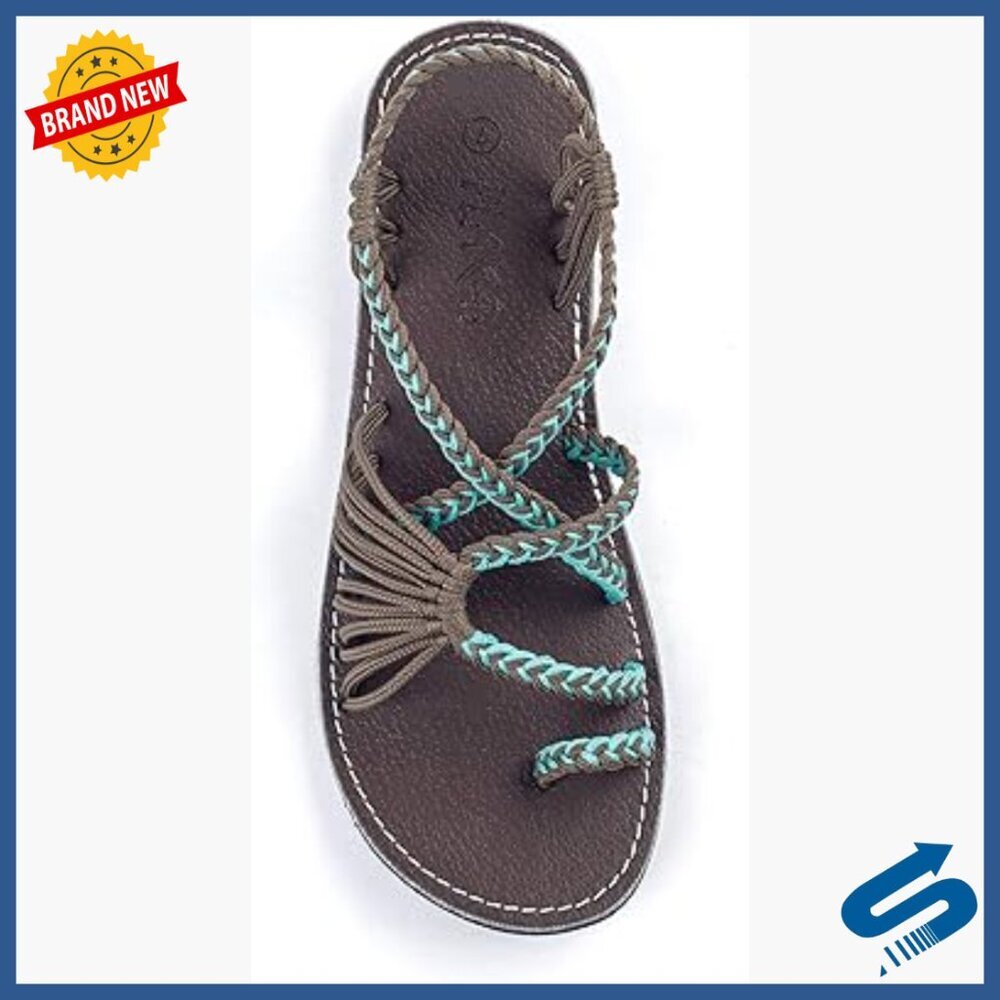 Handmade Flat Sandals with Woven Straps, Vegan Rubber Soles, Travel Ready